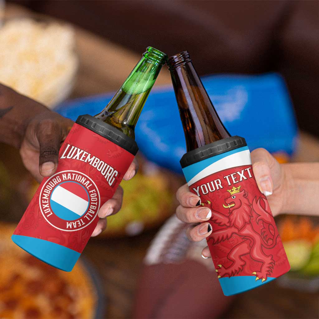 Custom Luxembourg Football 4 in 1 Can Cooler Tumbler Allez Les Lions Rouges