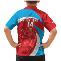 Custom Luxembourg Football Family Matching Mermaid Dress and Hawaiian Shirt Allez Les Lions Rouges