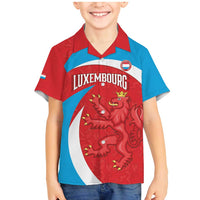 Custom Luxembourg Football Family Matching Mermaid Dress and Hawaiian Shirt Allez Les Lions Rouges