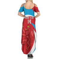 Custom Luxembourg Football Family Matching Summer Maxi Dress and Hawaiian Shirt Allez Les Lions Rouges
