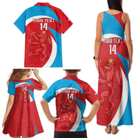 Custom Luxembourg Football Family Matching Tank Maxi Dress and Hawaiian Shirt Allez Les Lions Rouges