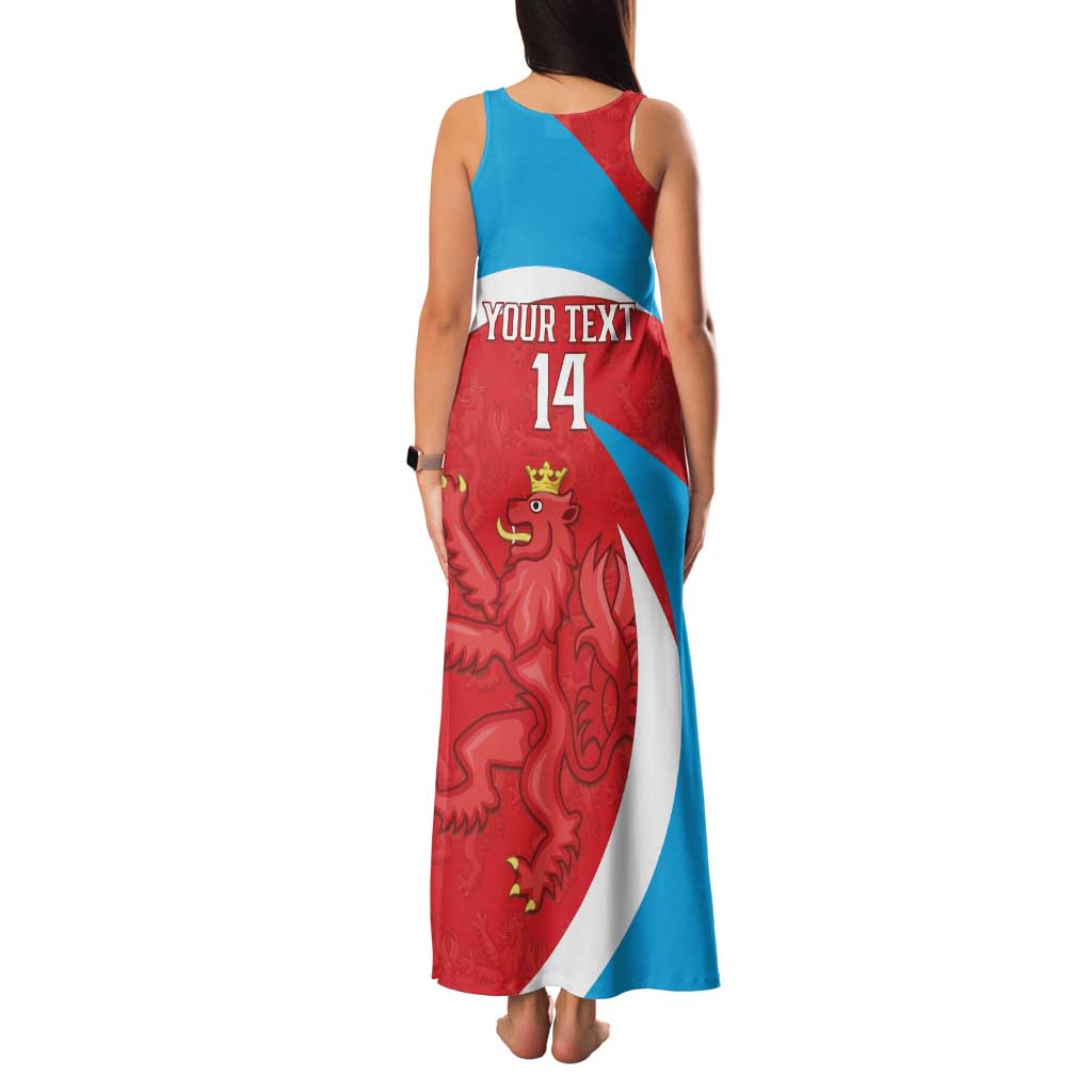 Custom Luxembourg Football Family Matching Tank Maxi Dress and Hawaiian Shirt Allez Les Lions Rouges