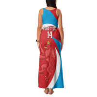 Custom Luxembourg Football Family Matching Tank Maxi Dress and Hawaiian Shirt Allez Les Lions Rouges