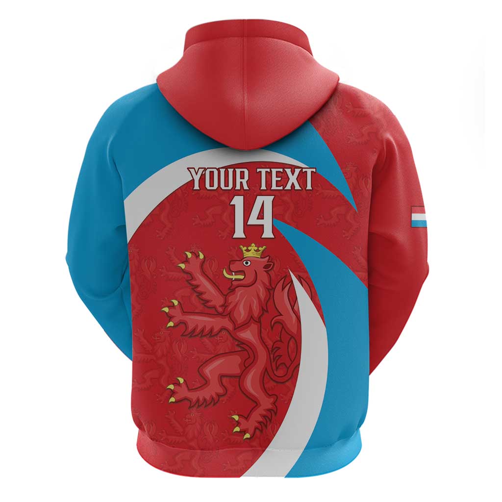 Custom Luxembourg Football Hoodie Allez Les Lions Rouges