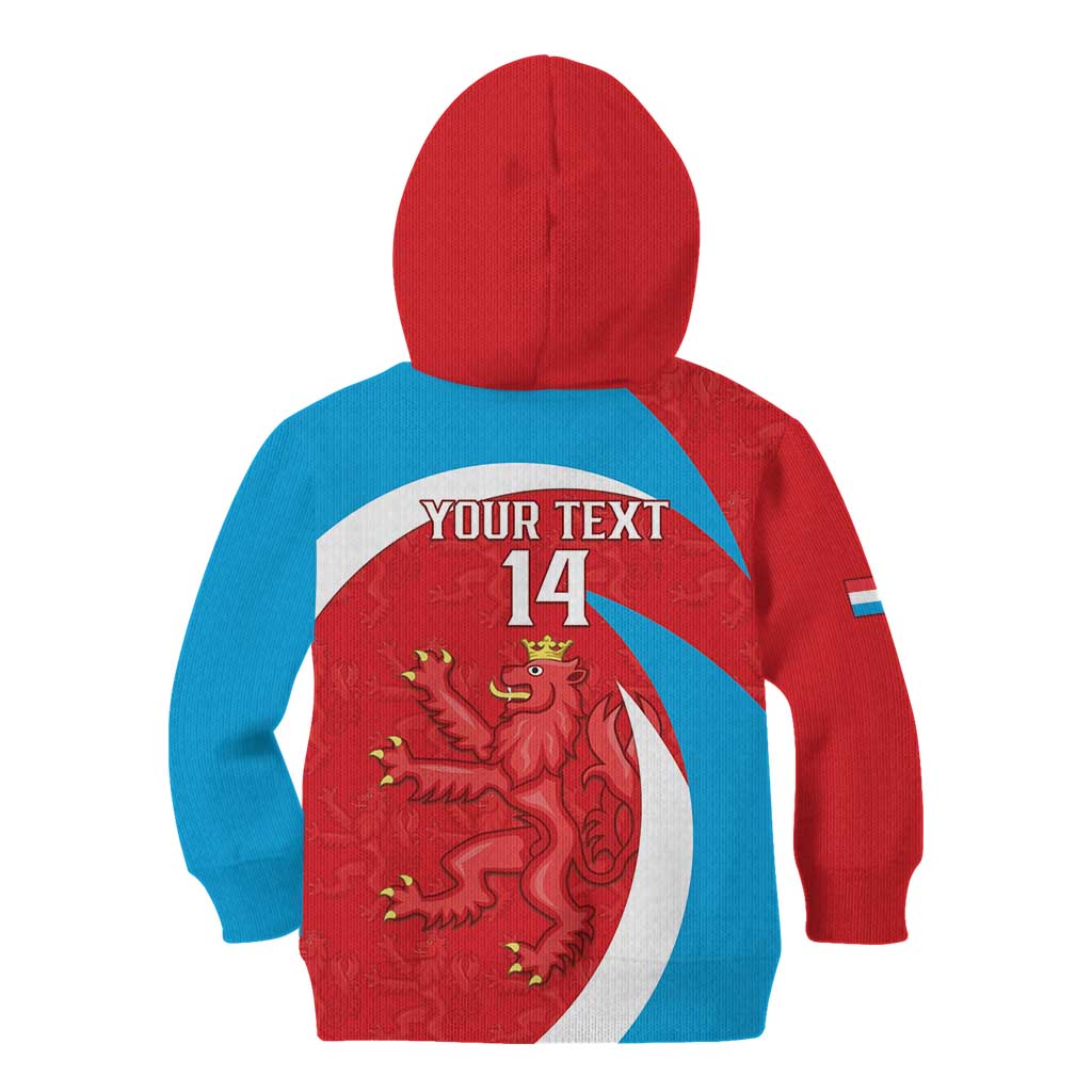 Custom Luxembourg Football Kid Hoodie Allez Les Lions Rouges