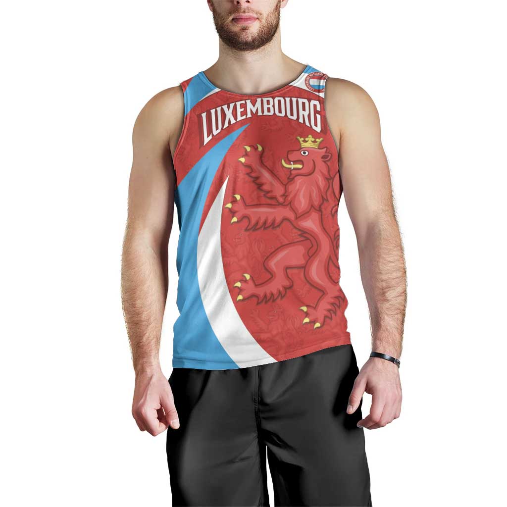 Custom Luxembourg Football Men Tank Top Allez Les Lions Rouges