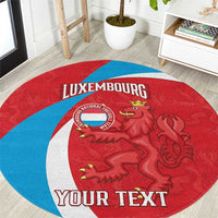 Custom Luxembourg Football Round Carpet Allez Les Lions Rouges