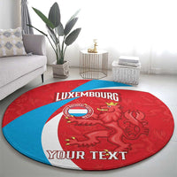 Custom Luxembourg Football Round Carpet Allez Les Lions Rouges