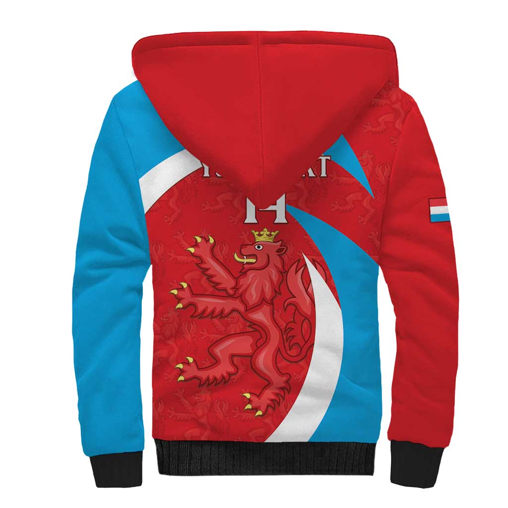Custom Luxembourg Football Sherpa Hoodie Allez Les Lions Rouges