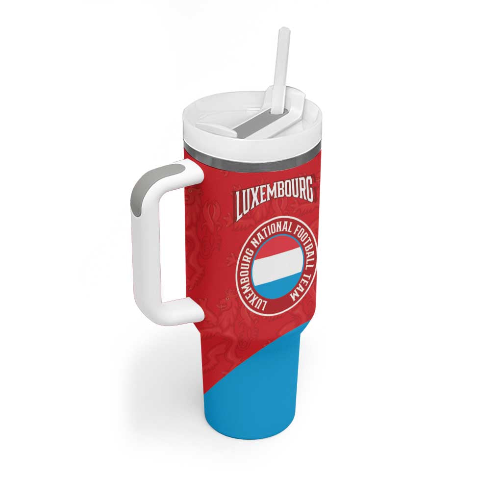 Custom Luxembourg Football Tumbler With Handle Allez Les Lions Rouges