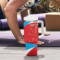 Custom Luxembourg Football Tumbler With Handle Allez Les Lions Rouges