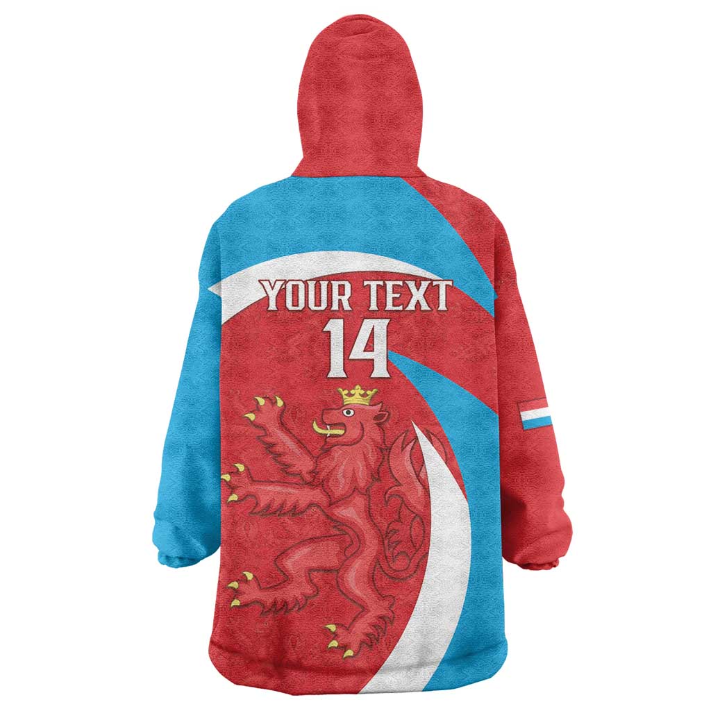 Custom Luxembourg Football Wearable Blanket Hoodie Allez Les Lions Rouges