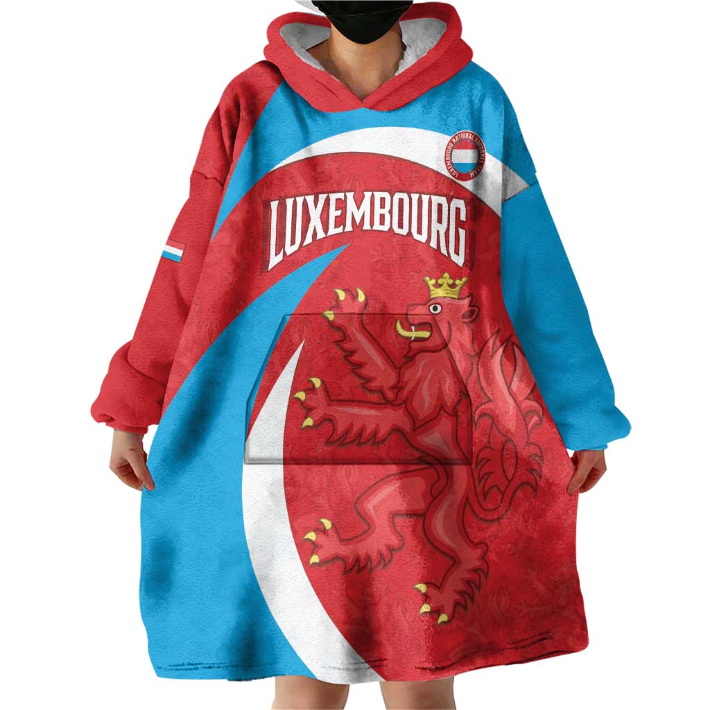 Custom Luxembourg Football Wearable Blanket Hoodie Allez Les Lions Rouges