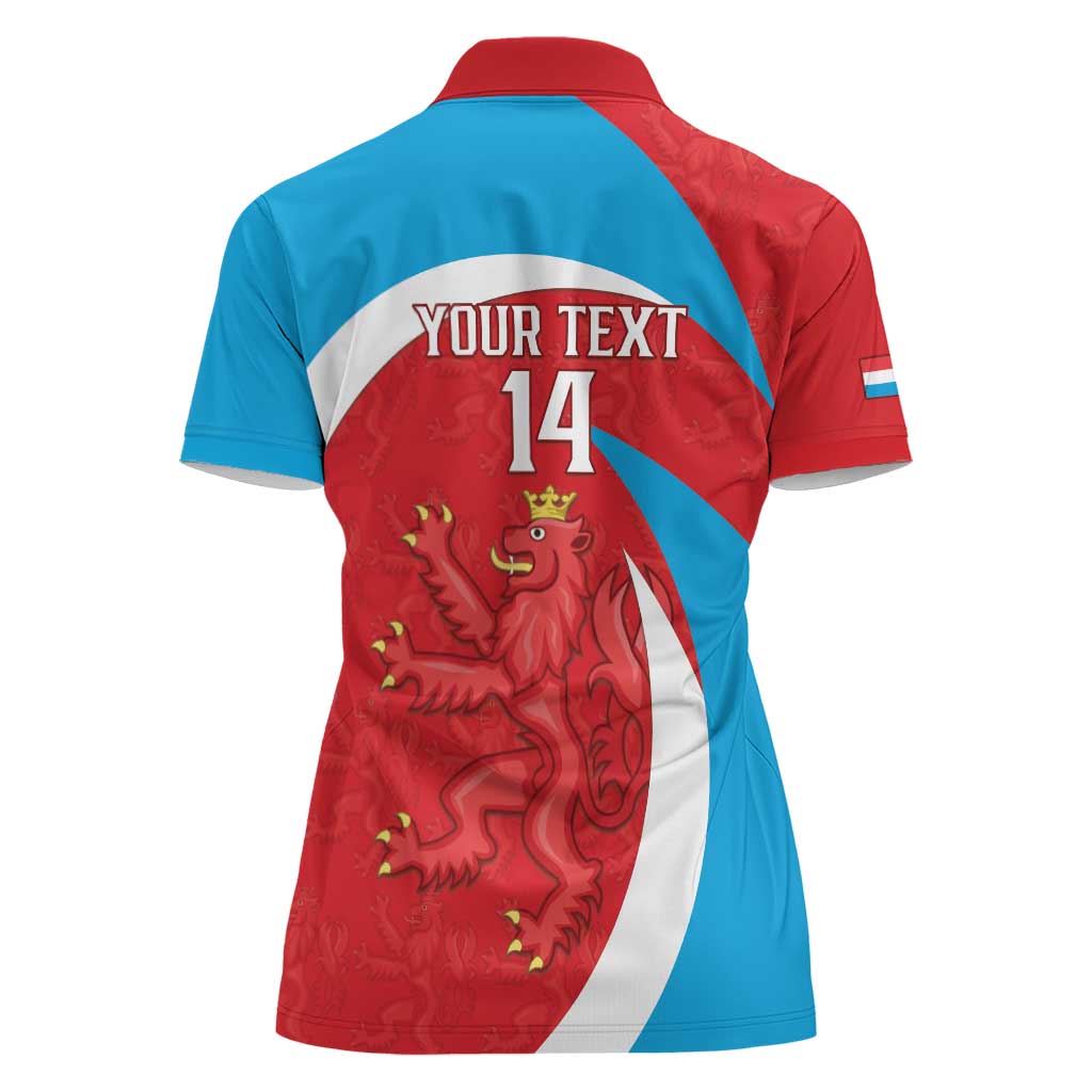 Custom Luxembourg Football Women Polo Shirt Allez Les Lions Rouges