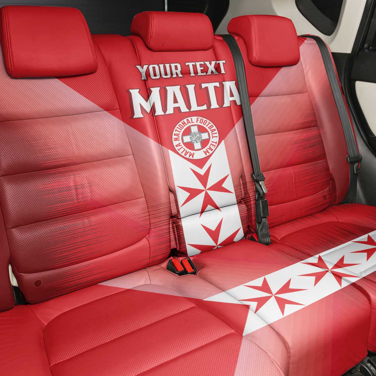 Custom Malta Football Back Car Seat Cover Maltese Cross Sporty Style
