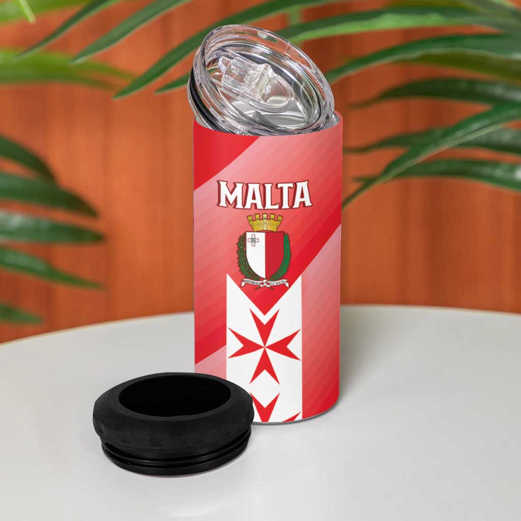 Custom Malta Football 4 in 1 Can Cooler Tumbler Maltese Cross Sporty Style