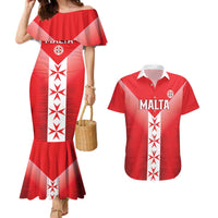 Custom Malta Football Couples Matching Mermaid Dress and Hawaiian Shirt Maltese Cross Sporty Style