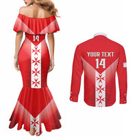 Custom Malta Football Couples Matching Mermaid Dress and Long Sleeve Button Shirt Maltese Cross Sporty Style