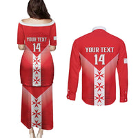 Custom Malta Football Couples Matching Puletasi and Long Sleeve Button Shirt Maltese Cross Sporty Style
