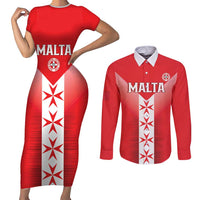 Custom Malta Football Couples Matching Short Sleeve Bodycon Dress and Long Sleeve Button Shirt Maltese Cross Sporty Style