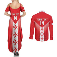 Custom Malta Football Couples Matching Summer Maxi Dress and Long Sleeve Button Shirt Maltese Cross Sporty Style