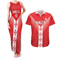Custom Malta Football Couples Matching Tank Maxi Dress and Hawaiian Shirt Maltese Cross Sporty Style