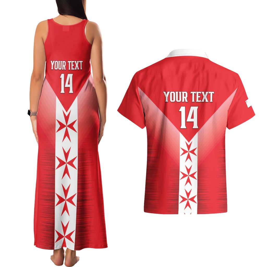 Custom Malta Football Couples Matching Tank Maxi Dress and Hawaiian Shirt Maltese Cross Sporty Style