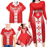 Custom Malta Football Family Matching Long Sleeve Bodycon Dress and Hawaiian Shirt Maltese Cross Sporty Style