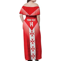 Custom Malta Football Family Matching Off Shoulder Maxi Dress and Hawaiian Shirt Maltese Cross Sporty Style