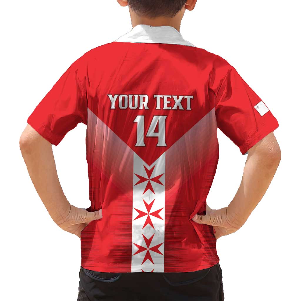 Custom Malta Football Family Matching Off Shoulder Short Dress and Hawaiian Shirt Maltese Cross Sporty Style
