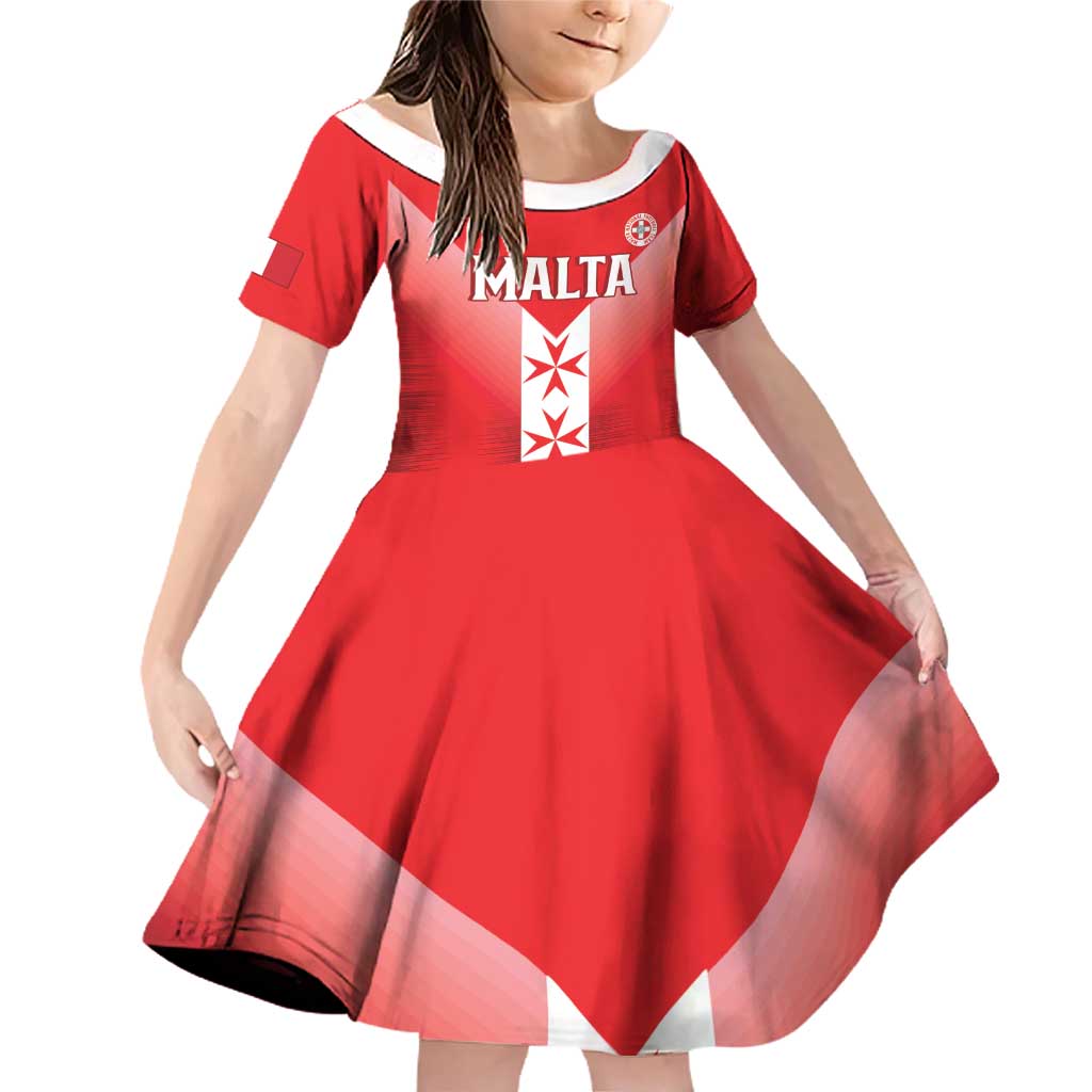 Custom Malta Football Family Matching Off Shoulder Short Dress and Hawaiian Shirt Maltese Cross Sporty Style