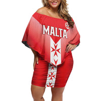 Custom Malta Football Family Matching Off Shoulder Short Dress and Hawaiian Shirt Maltese Cross Sporty Style