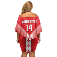 Custom Malta Football Family Matching Off Shoulder Short Dress and Hawaiian Shirt Maltese Cross Sporty Style