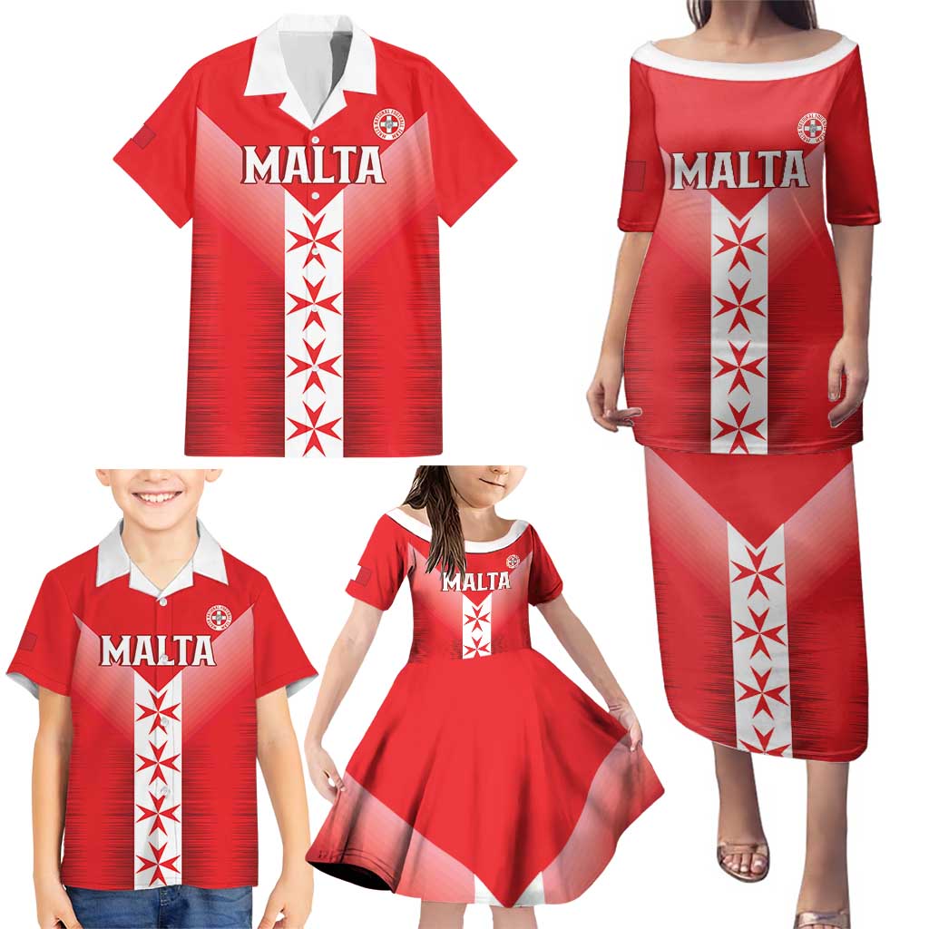 Custom Malta Football Family Matching Puletasi and Hawaiian Shirt Maltese Cross Sporty Style