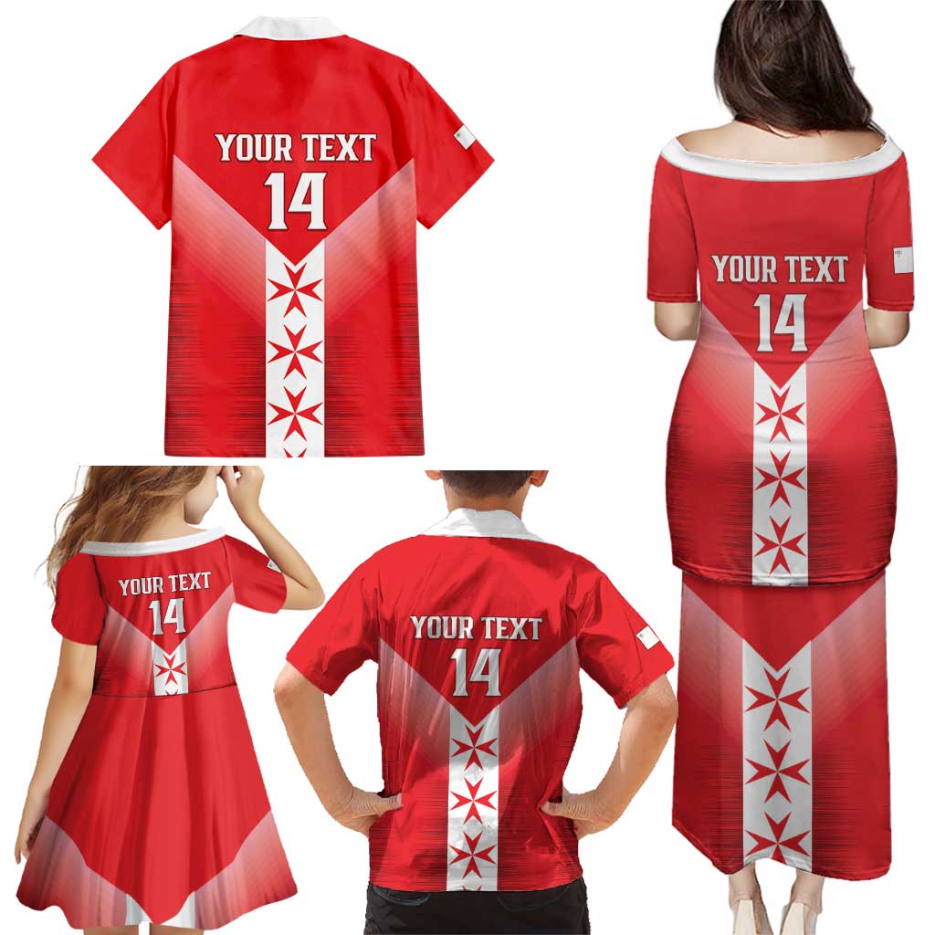Custom Malta Football Family Matching Puletasi and Hawaiian Shirt Maltese Cross Sporty Style