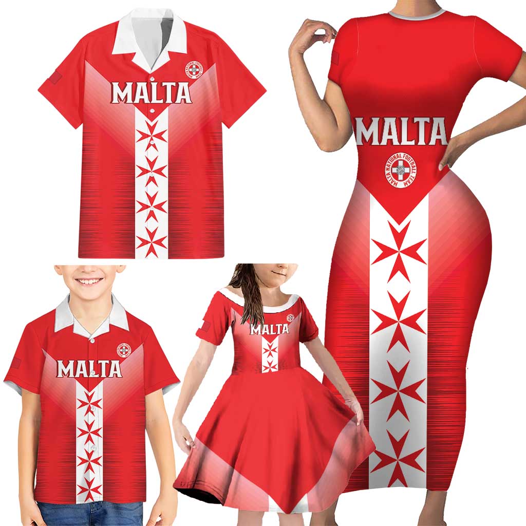 Custom Malta Football Family Matching Short Sleeve Bodycon Dress and Hawaiian Shirt Maltese Cross Sporty Style