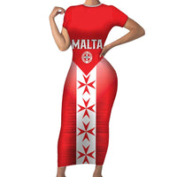 Custom Malta Football Family Matching Short Sleeve Bodycon Dress and Hawaiian Shirt Maltese Cross Sporty Style