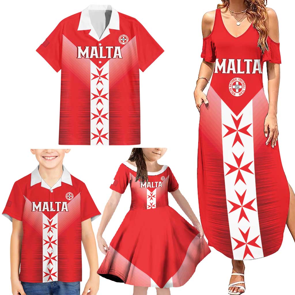 Custom Malta Football Family Matching Summer Maxi Dress and Hawaiian Shirt Maltese Cross Sporty Style