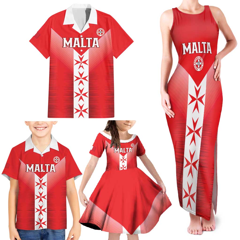 Custom Malta Football Family Matching Tank Maxi Dress and Hawaiian Shirt Maltese Cross Sporty Style