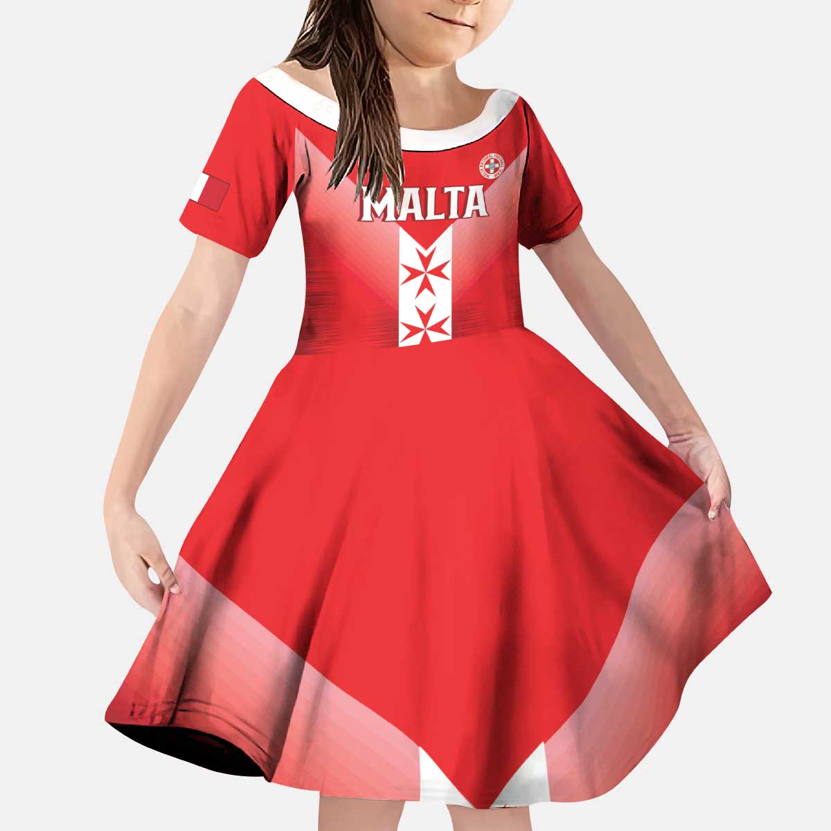 Custom Malta Football Kid Short Sleeve Dress Maltese Cross Sporty Style