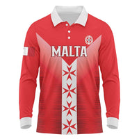 Custom Malta Football Long Sleeve Polo Shirt Maltese Cross Sporty Style