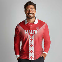 Custom Malta Football Long Sleeve Polo Shirt Maltese Cross Sporty Style