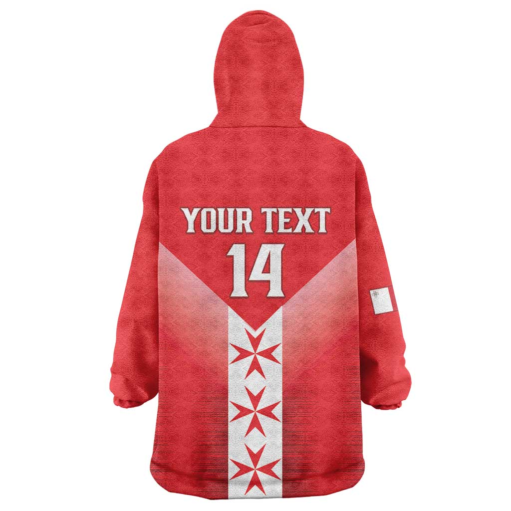 Custom Malta Football Wearable Blanket Hoodie Maltese Cross Sporty Style
