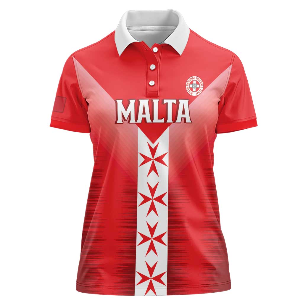 Custom Malta Football Women Polo Shirt Maltese Cross Sporty Style