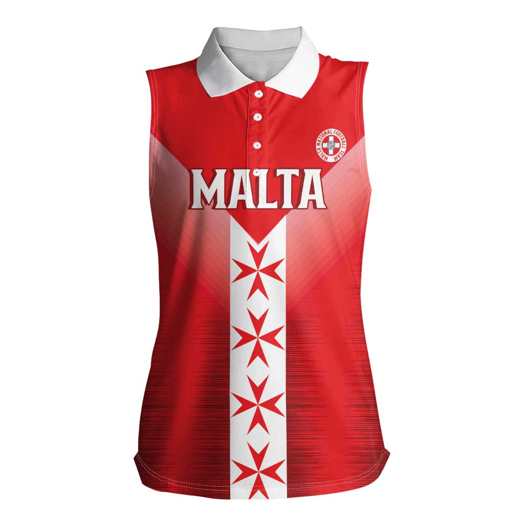 Custom Malta Football Women Sleeveless Polo Shirt Maltese Cross Sporty Style