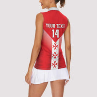 Custom Malta Football Women Sleeveless Polo Shirt Maltese Cross Sporty Style