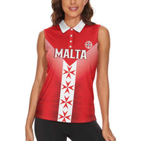 Custom Malta Football Women Sleeveless Polo Shirt Maltese Cross Sporty Style