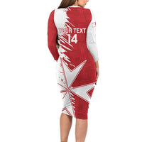 Custom Malta Football Family Matching Long Sleeve Bodycon Dress and Hawaiian Shirt Go Champions Flag Style