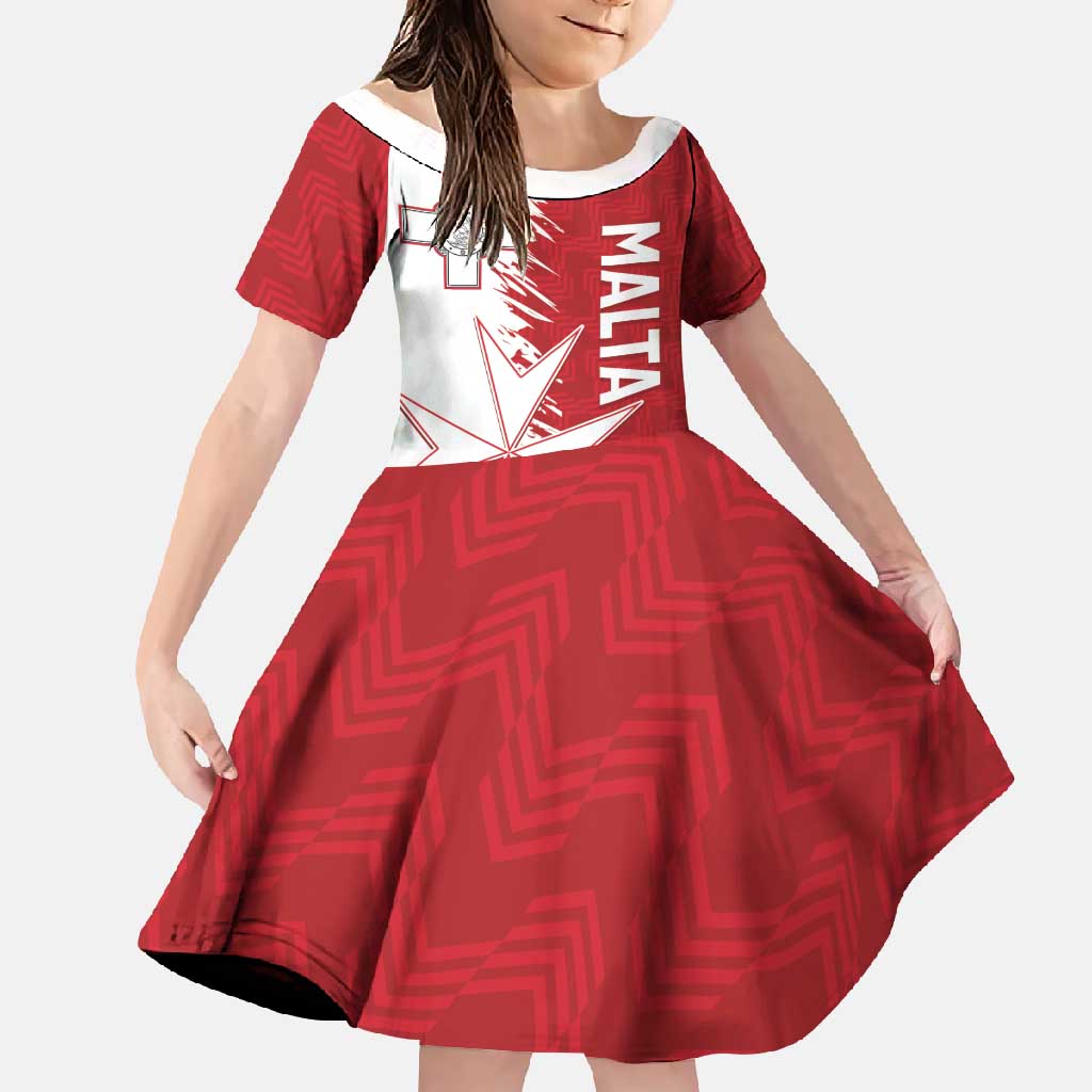 Custom Malta Football Family Matching Off Shoulder Maxi Dress and Hawaiian Shirt Go Champions Flag Style