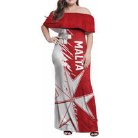 Custom Malta Football Family Matching Off Shoulder Maxi Dress and Hawaiian Shirt Go Champions Flag Style
